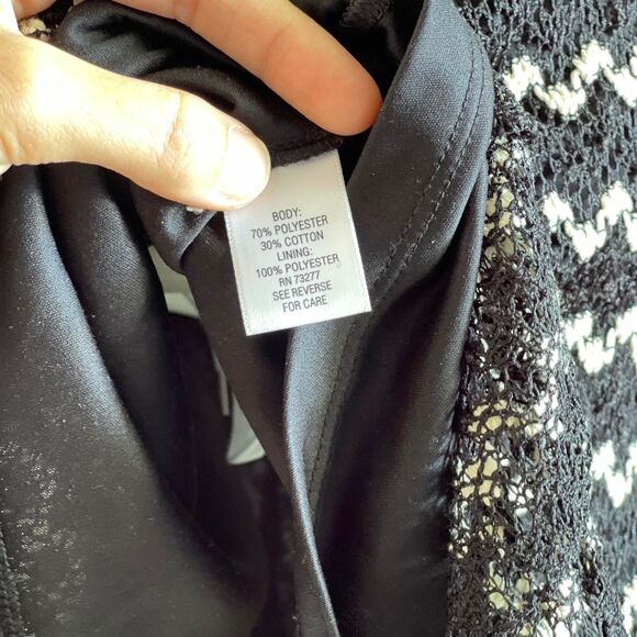 Candie's Y2K Crochet Ivory Black Geometric Pattern Cap Sleeves Mini Dress Size S - Picture 6 of 8